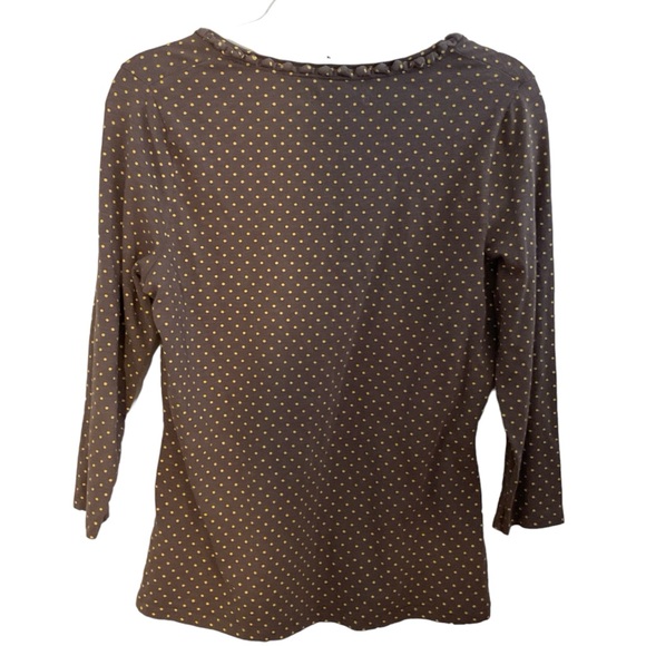 Boden Gray Yellow Polka Dot Knotted Detail Scoop Neck Long Sleeve Top Size 12 - Picture 14 of 14